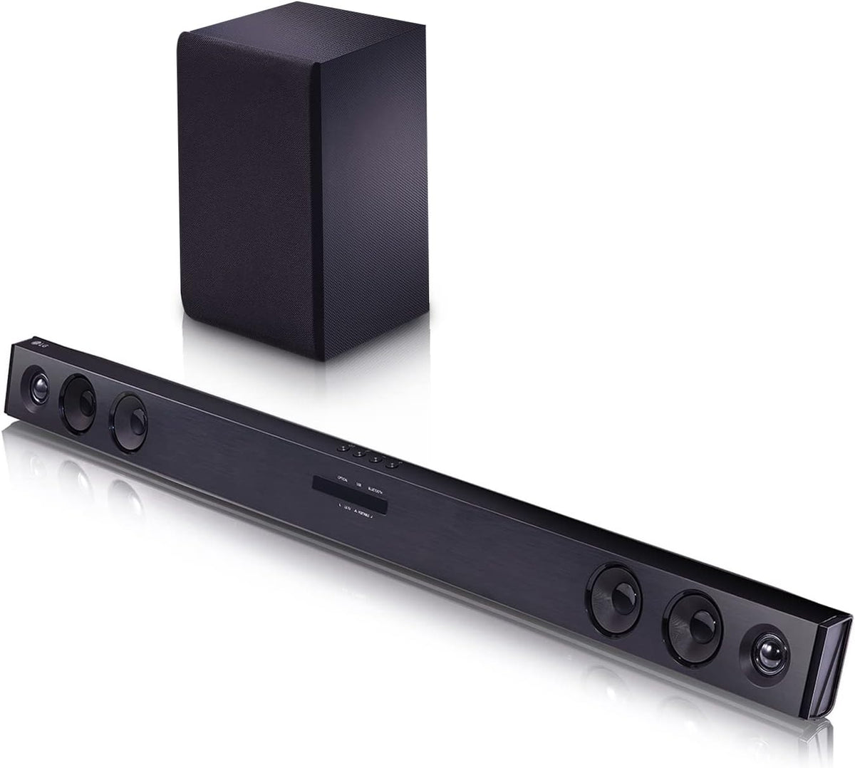 LG SQC2 Soundbar, TV 300 W, 2.1 Canali con Subwoofer Wireless, Ingresso AUX 3,5 mm, Dolby Digital, Bluetooth, Ingresso Ottico, USB