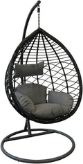 milani home Sedie a dondolo, sedia sospesa da giardino in wicker e acciaio con cuscino, poltrona relax per terrazzo e veranda, nero