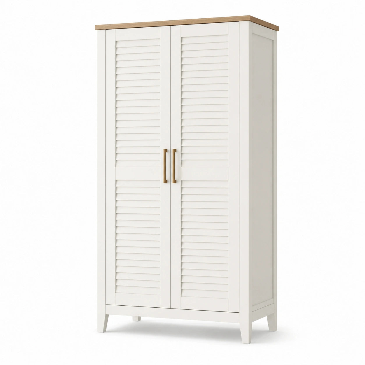 Armadio a Due Ante in Legno MDF Bianco con Ripiani