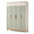 Armadio a quattro ante in legno MDF verde e crema