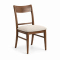 Sedia da pranzo in legno noce con seduta in tessuto beige