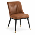 Sedia da pranzo in pelle sintetica marrone con gambe in metallo nero