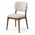 Sedia in legno massello con rivestimento in tessuto beige