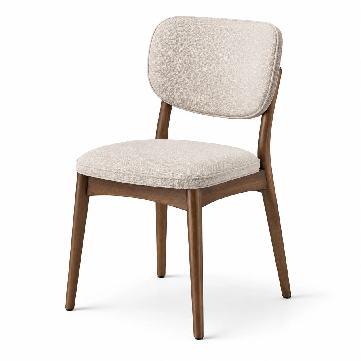 Sedia in legno massello con rivestimento in tessuto beige