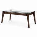 Tavolo da pranzo in vetro e legno noce 150x90x75 cm