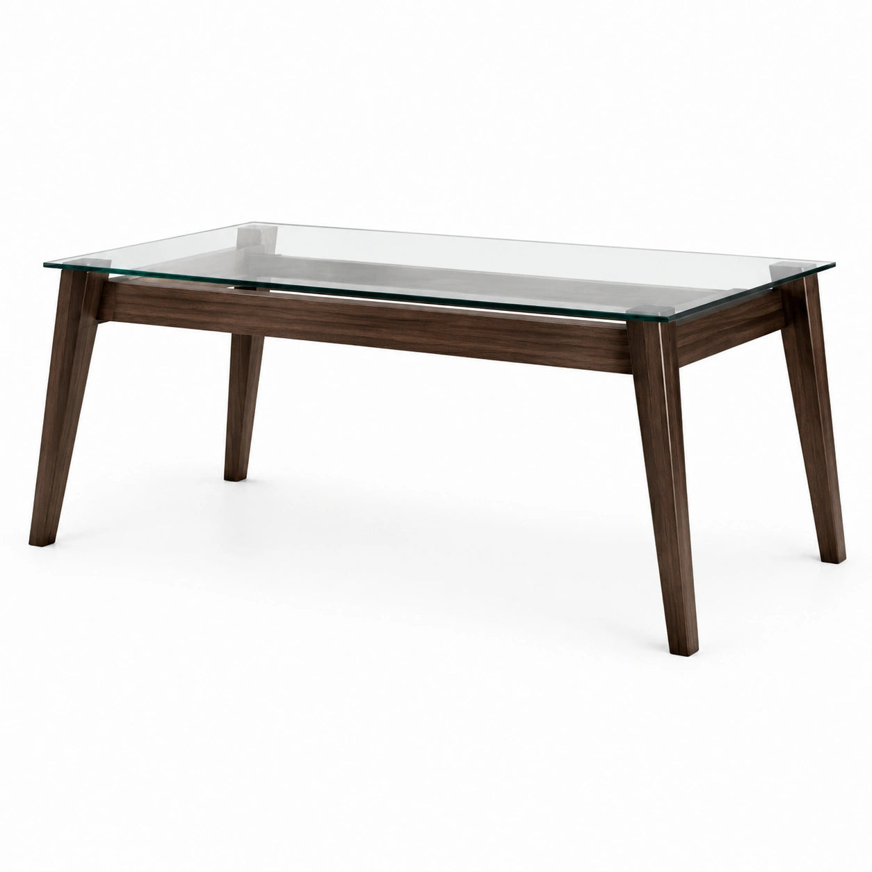Tavolo da pranzo in vetro e legno noce 150x90x75 cm