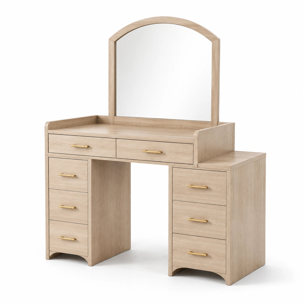 Toeletta in Legno di Rovere con Specchio e 6 Cassetti