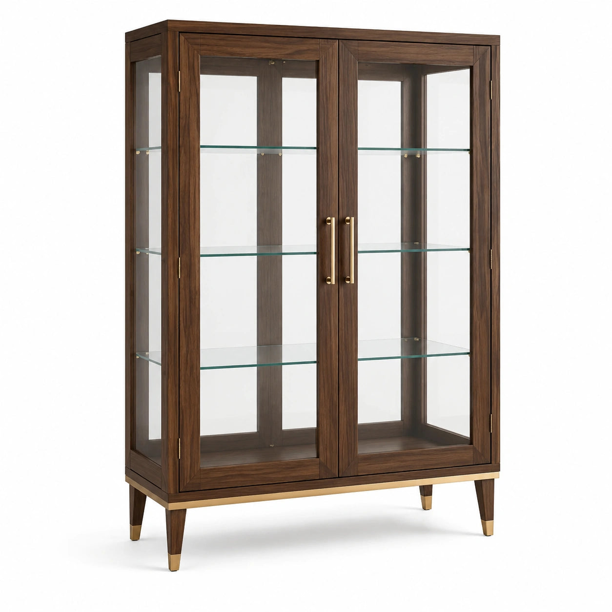 Vetrina in legno con porte in vetro temperato