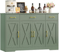 Credenza, 140 cm Cucina, Mobile Cucina con 3 Cassetti e 4 Armadi, Mobile per Cucina Ingresso Foyer, Buffet Mobile Moderno, Soggiorno, Verde, HOCSOK