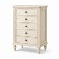 Cassettiera Alta a 5 Cassetti in Legno Bianco Avorio