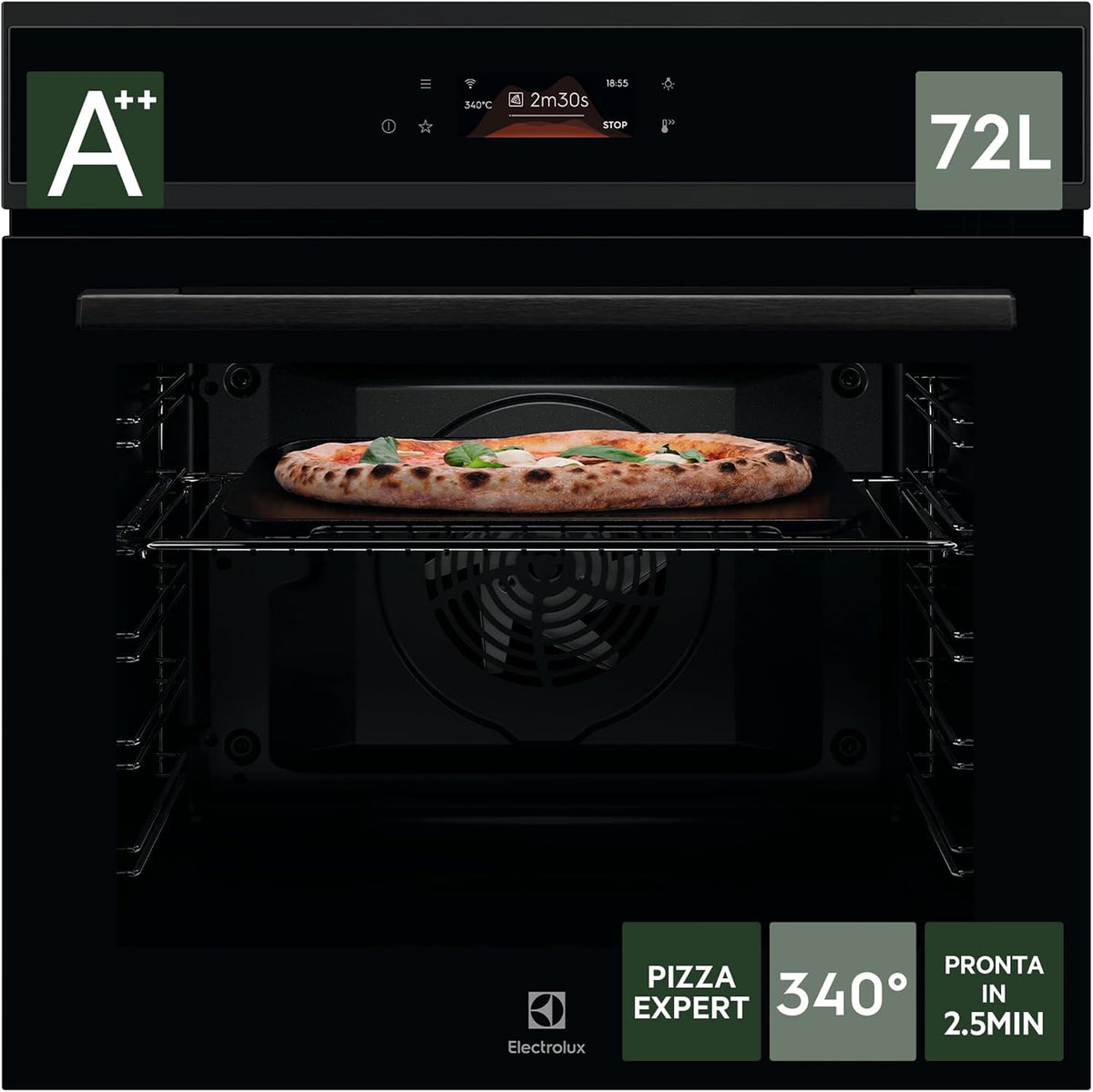 Electrolux COX8P08WH Forno da incasso, Pulizia Pirolitica, Display EXCite Touch, Wi‐Fi, Termosonda, Multifunzione PizzaExpert Serie 700, 72 L