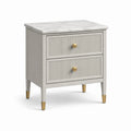 Comodino con 2 Cassetti in Legno MDF e Piano in Marmo di Carrara
