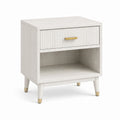Comodino in Legno Bianco con Cassetto e Ripiano