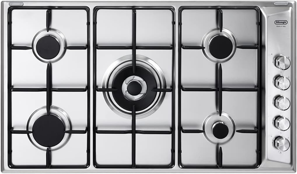 Piano cottura, De Longhi DLI 59 DD - Fornello a gas, 90 cm, in acciaio INOX