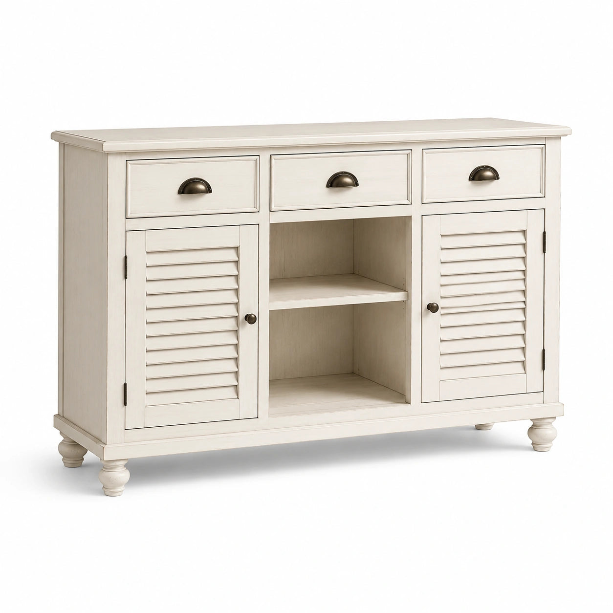 Credenza in legno con cassetti e ante bianca