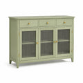 Credenza in legno verde con ante in vetro temperato