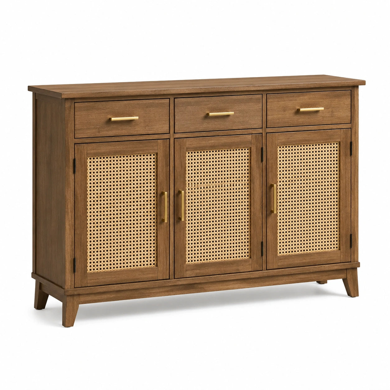 Credenza in Legno e Rattan