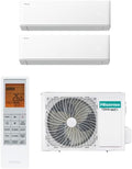 Climatizzatore split, Uni Air Climatizzatore Dual Split 9000+12000 Btu, R32, Nuovo Modello 2025, Inverter, Self-Cleaning, Timer, Hisense 2AMW42U4RGC