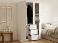 Armadio, Mobile appendiabiti per camera da letto, a 3 ante battenti e 3 cassetti, 135x52h204 cm, Guardaroba Falterona, Bianco, Dmora