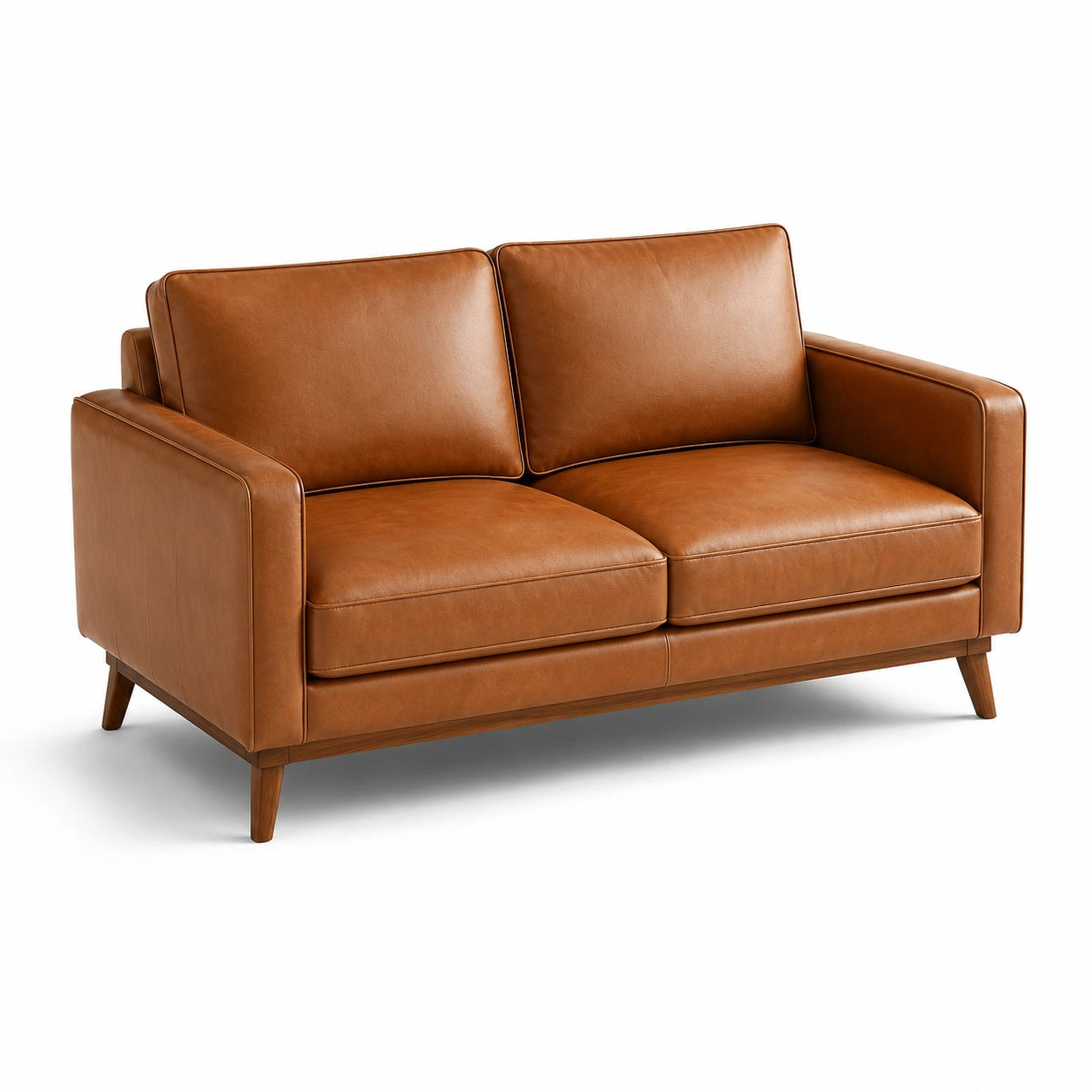 Divano a due posti in pelle sintetica marrone