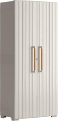 Armadio, Groove Portascope da Esterno, 80x45x180 H cm, Beige, Sabbia, Porte Effetto Legno, Keter IPX3