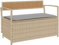 vidaXL Panche, Panca da Giardino Portaoggetti con Cuscino Beige in Polyrattan da Esterno