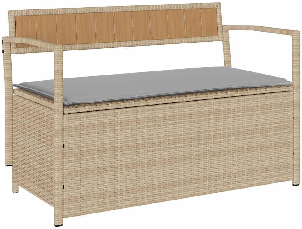 vidaXL Panche, Panca da Giardino Portaoggetti con Cuscino Beige in Polyrattan da Esterno