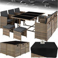 tectake Set mobili da giardino, 4 Sgabelli, Arredamento Giardino Elegante, 6 Sedie da Esterno, Ideale per Balcone, Giardino e Terrazzo - Naturale