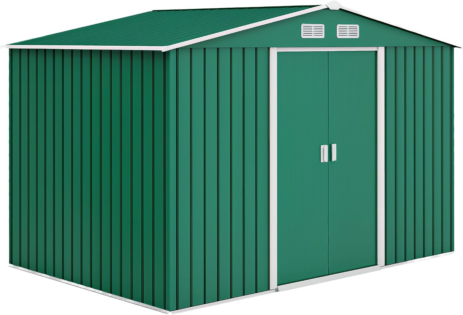 Casetta da giardino, Verde Scuro, Capanno Porta Attrezzi in Lamiera d'Acciaio, 4 Prese d'Aria e 2 Porte Scorrevoli, Outsunny