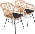 Happy Garden Poltrone, Resistenti ai Raggi UV e idrorepellenti, Set di 2 Cinta in Rattan Sintetico con Cuscini