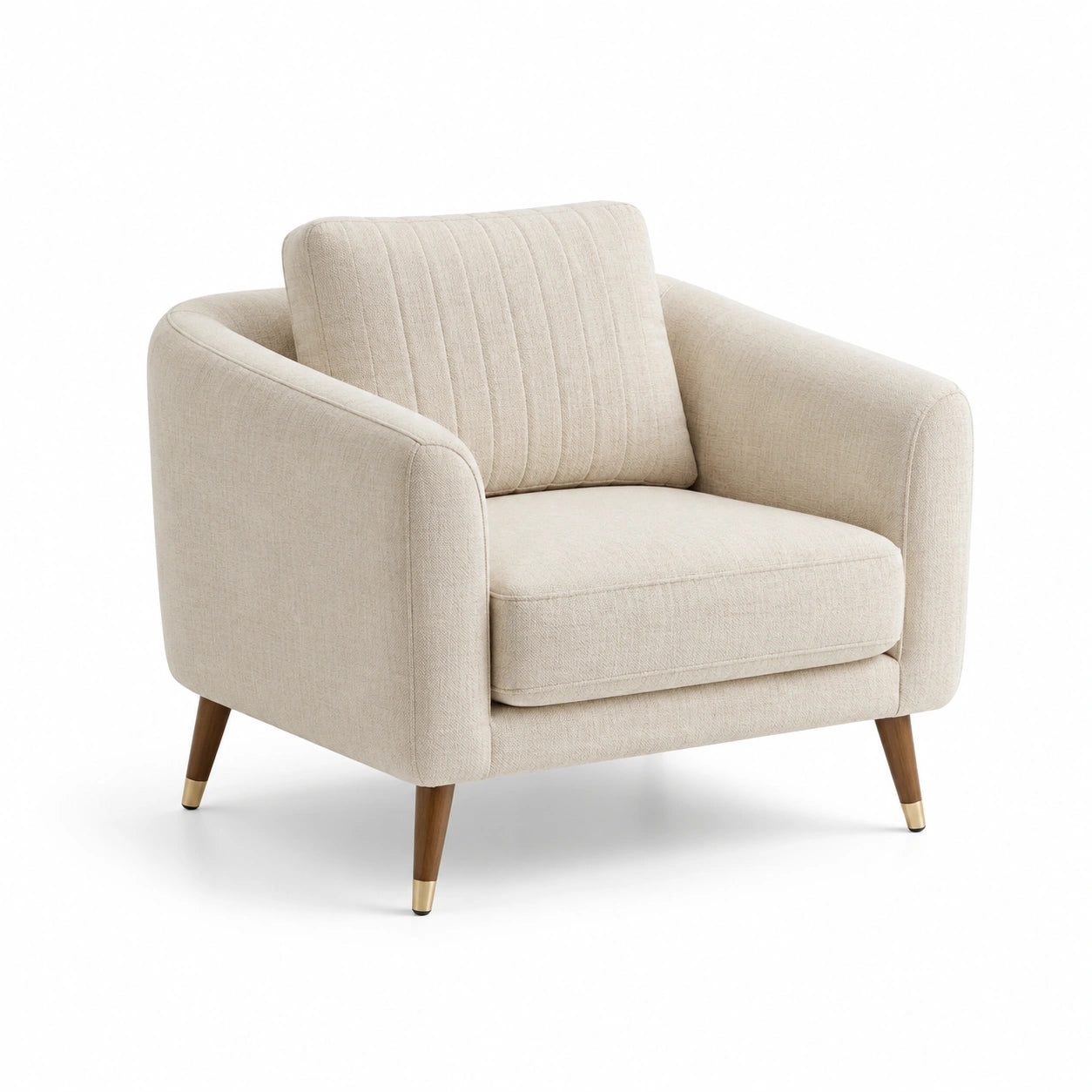 Poltrona in legno e tessuto beige