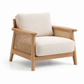 Poltrona in Legno Massello e Tessuto Bouclé Crema