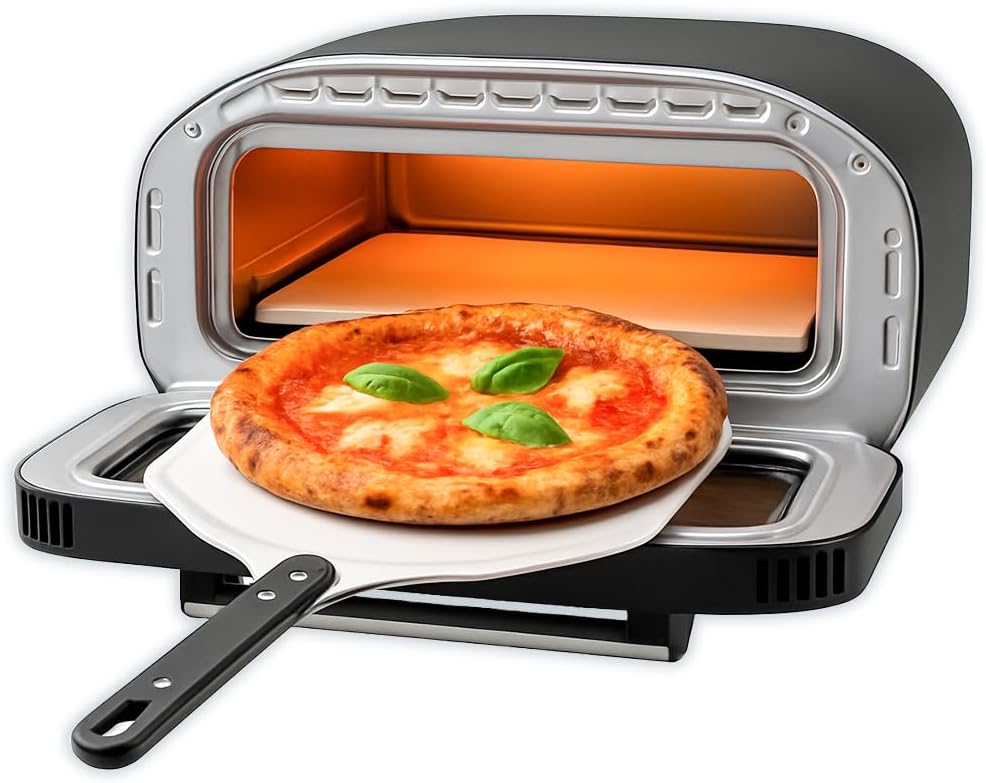 BEHOME Fornetti elettrici per pizza, Cuoce in 2 min, 8 Programmi di Cottura già impostati, Forno Pizza Elettrico, Schermo Touch, per Pizza Napoletana
