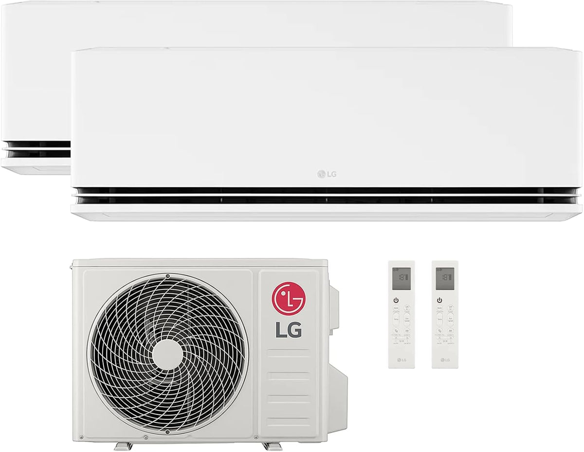 Climatizzatore split, Condizionatore a 2 Split DualCool Deluxe WiFi 9000+12000 Btu, Climatizzatore con 2 Unità Interne a, Pompa di Calore, LG R32