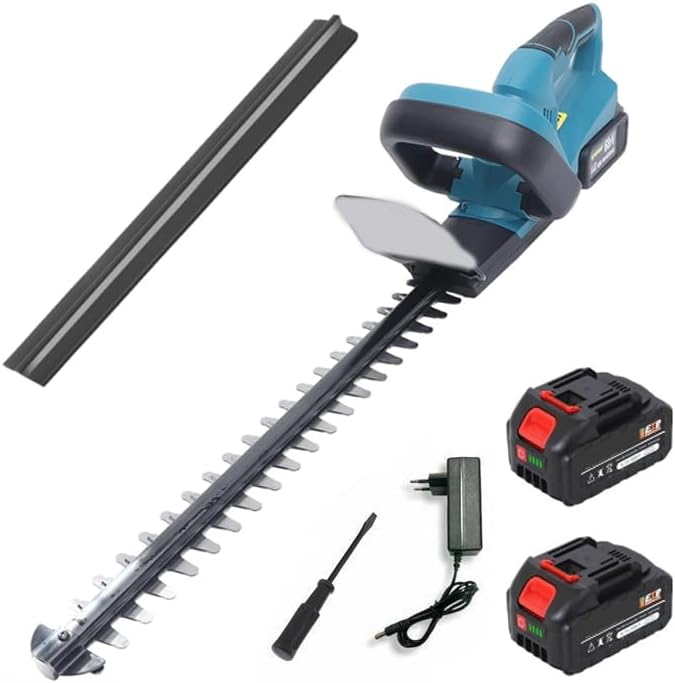 Generico Tagliasiepi, Lunghezza Lama 50 cm, con 2 Batterie da 4.0 Ah, Bassa Rumorosità 94 dB, Peso 3.24 kg, Tosasiepi, Taglia Siepi