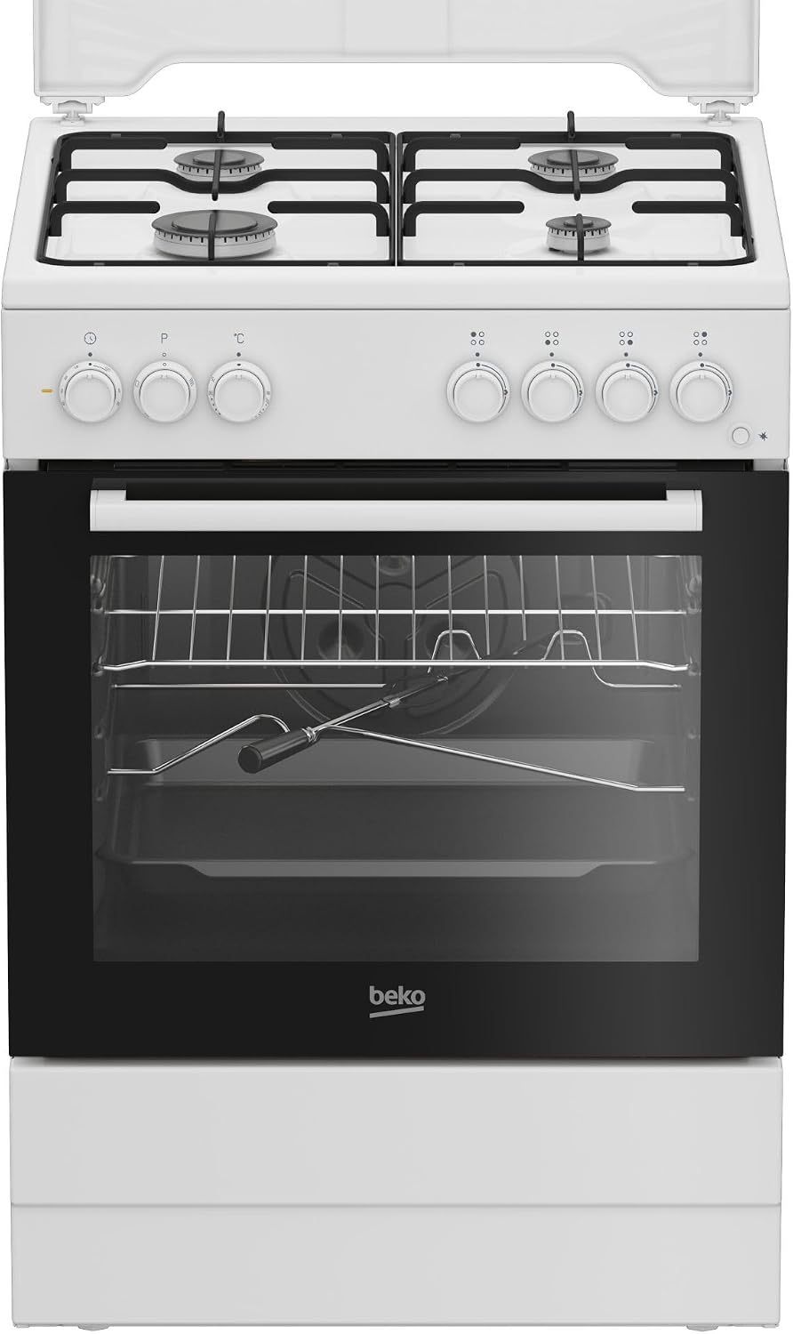 Cucine a libera installazione, Bianco, Cucina a gas con forno elettrico, Classe energetica A, Beko FBST62110ST