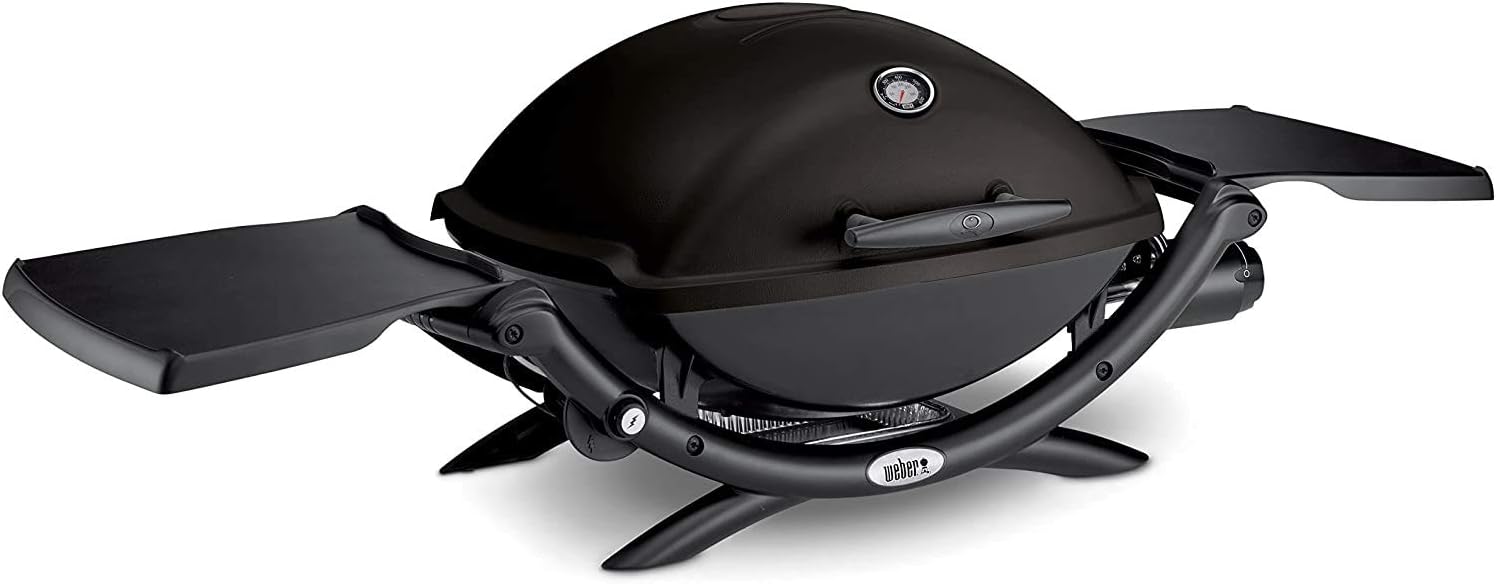 Barbecue a gas, termometro sul Coperchio - Nero (54010029), 1 Bruciatore, Griglia in ghisa Smaltata in 2 Pezzi, Weber Q2200