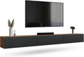 Planetmöbel Stand TV e centri multimediali, Mobile TV West, mobiletto TV sospeso o da appoggio, rovere dorato antracite, porta TV lungo 300 cm
