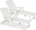 Lettino prendisole, 2 Lettini Prendisole Pieghevoli in Plastica color BIANCO, Letto da Esterno per Giardino, misura 60x190x72 cm, PALUPLUS CANCU434F