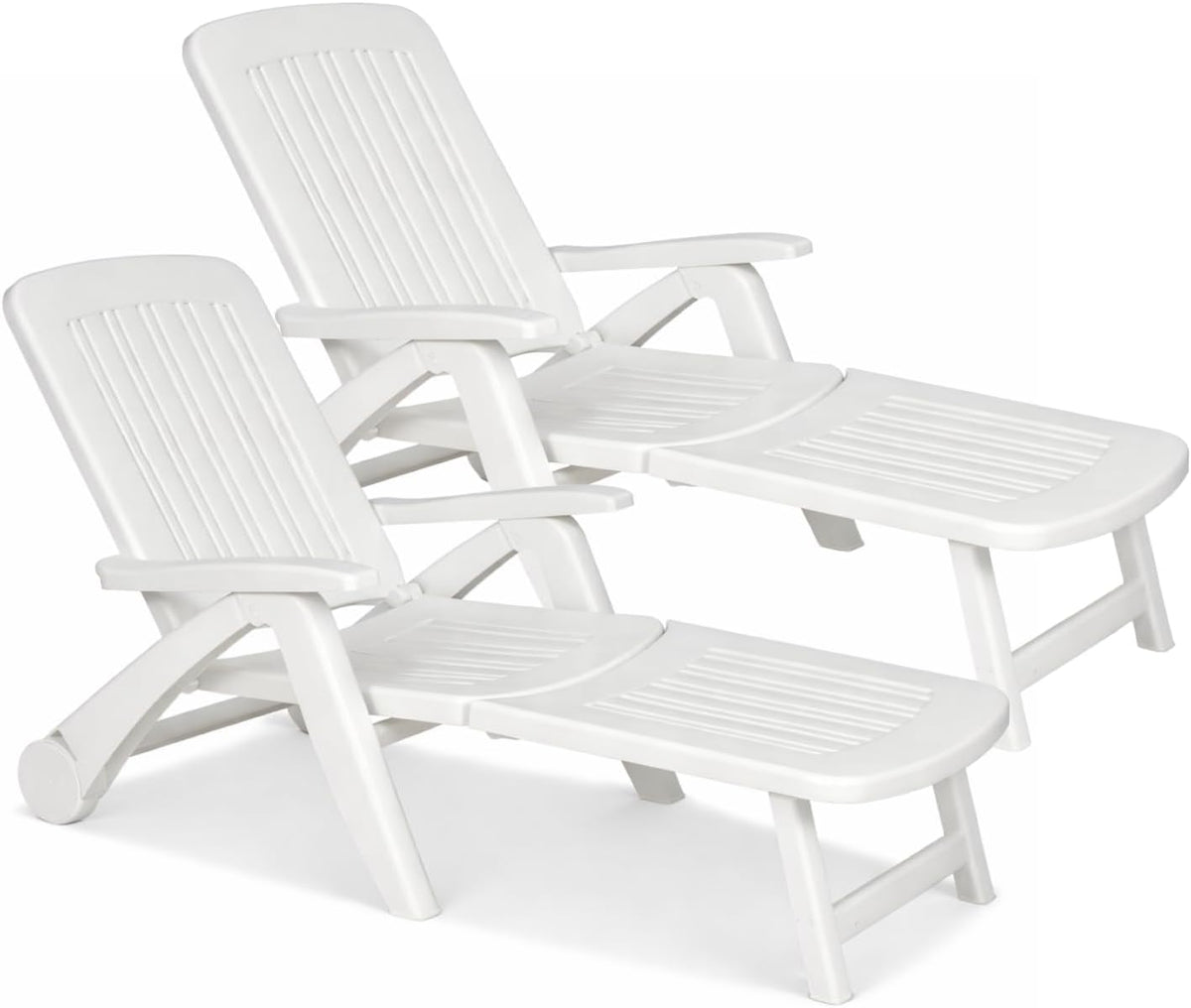 Lettino prendisole, 2 Lettini Prendisole Pieghevoli in Plastica color BIANCO, Letto da Esterno per Giardino, misura 60x190x72 cm, PALUPLUS CANCU434F