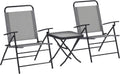 Set bistrò, Grigio, Cortile, Set da Giardino 3 Pezzi con 2 Sedie da Giardino Pieghevoli con Schienale Regolabile e Tavolo, Outsunny
