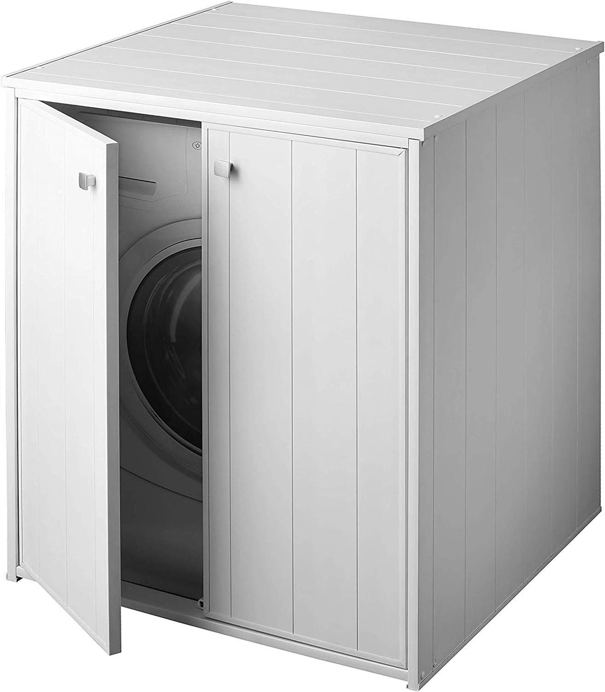 Negrari AM5013P Lavatrice, L71 x P77 x H93,5, Mobile Copri XXL in PVC, Universale, Resistente all'umidità, Ante con chiusura magnetica, Bianco