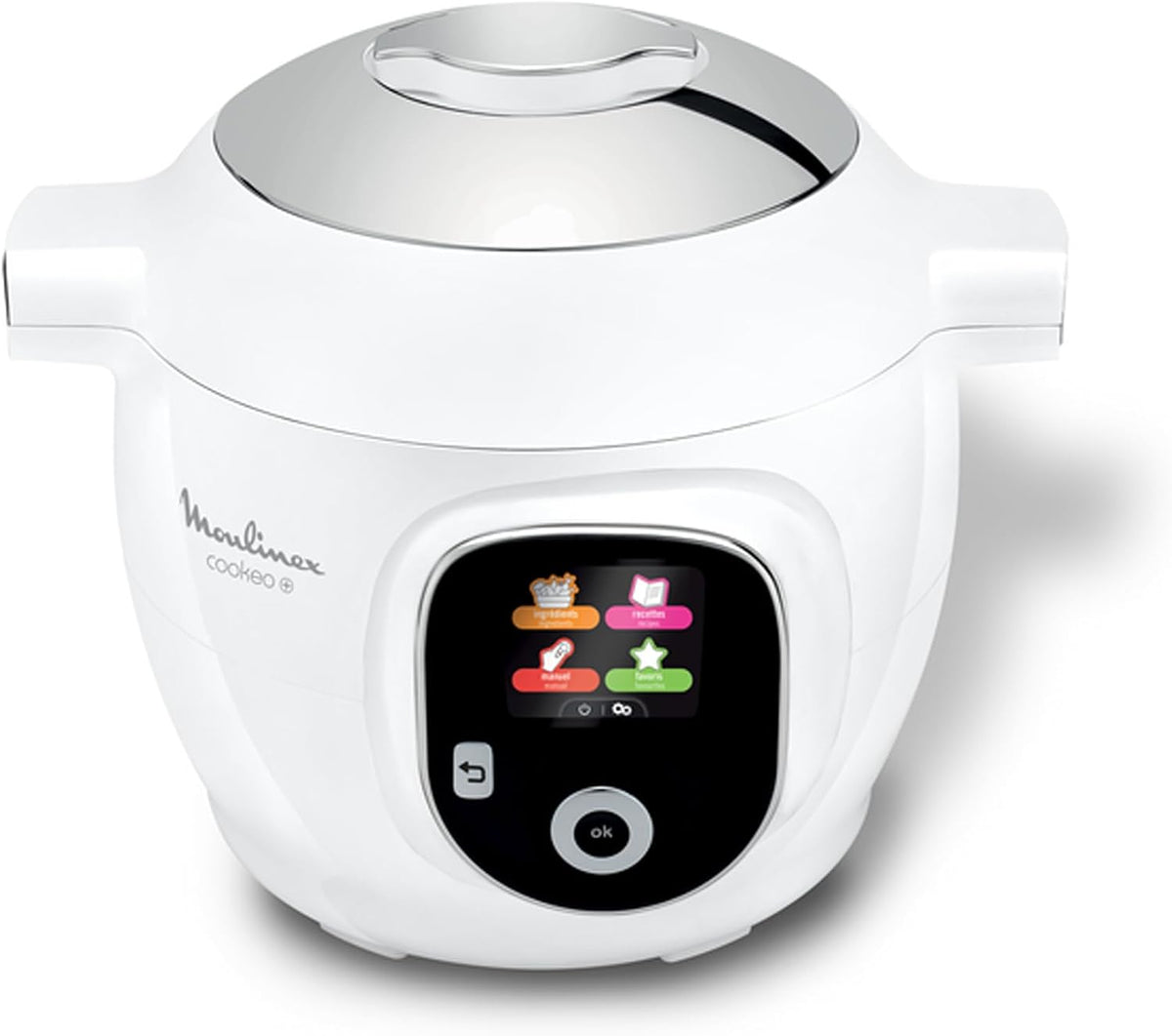Moulinex CE854110 Pentole a pressione elettriche, 80 ricette integrate, Cookeo+ Multicooker intelligente ad alta pressione, schermo intuitivo, bianco