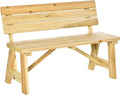 Panche, Panchina 2 Posti da Giardino a Doghe con Schienale Alto, Panchina da Esterno in Legno, Colore Naturale, Outsunny
