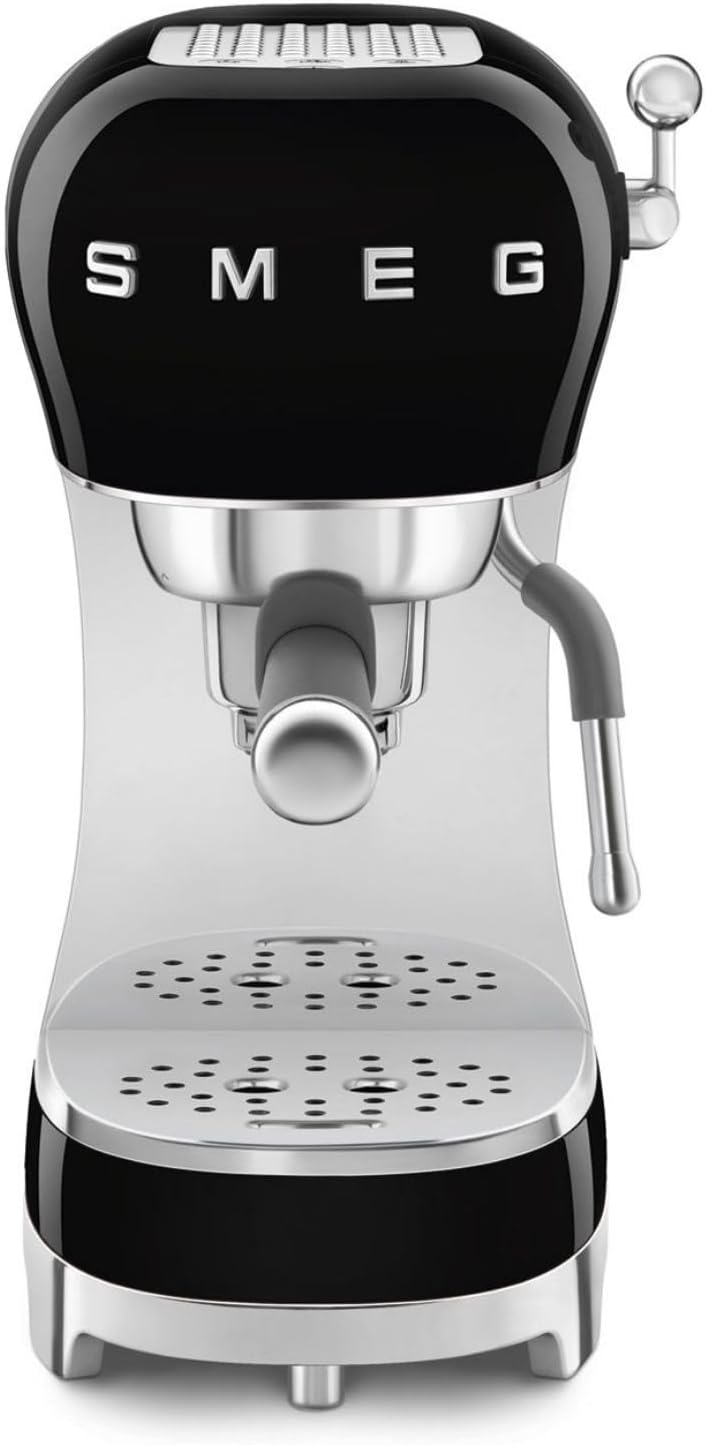 Smeg ECF02BLEU Macchina da caffè, Espresso Manuale, Made in Italy, Cappuccino System, Thermoblock, Tazze Grandi e Funzione Caffè Doppio, 1350 W, Nero
