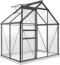 Outsunny Sistemi serra, Grondaie, Finestra a Tetto Regolabili, Porta a Battente, Anti UV, Serra per Orto con Fondazione, per Piante, Grigio