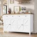 Credenza, 140 cm Cucina, Bianco, per Soggiorno, Buffet Mobile con 2 Cassetti 4 Ante, Madia Soggiorno Moderna con Ripiani Regolabili, Ingresso, HOCSOK