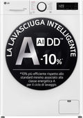LG D4R5010TSWS Lavatrice, e Asciugatrice Insieme, Steam, Eco Hybrid, Bianca, AI DD Lavasciuga 10, 6 kg Serie R5 Classe A-10%, 1400 giri, TurboWash360
