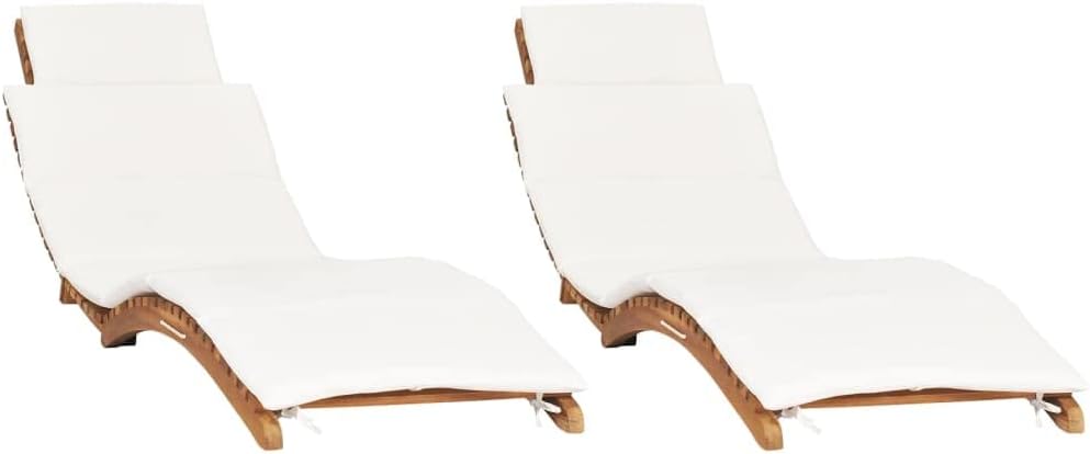 vidaXL Lettino prendisole, Lettini Prendisole 2 pz con Cuscini in Legno Massello di Teak