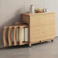 Tavoli da sala da pranzo, Tavolo Ribaltabile con 4 Sedie, Beige, Tavolo Pieghevole in Legno Massello, Set Tavolo da Pranzo, Ailler